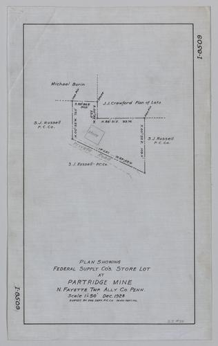 Plan showing Federal Supply Co.'s store lot at Partridge Mine
