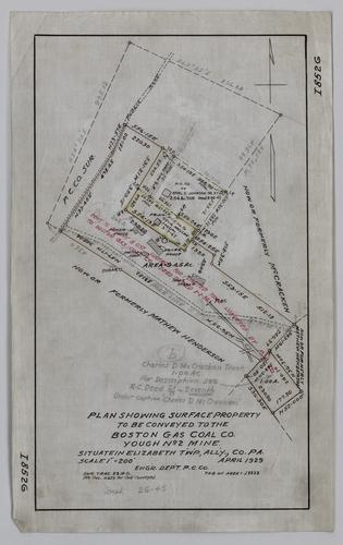 Plan showing surface property to be conveyed to the Boston Gas Coal Co. at Yough No. 2 Mine