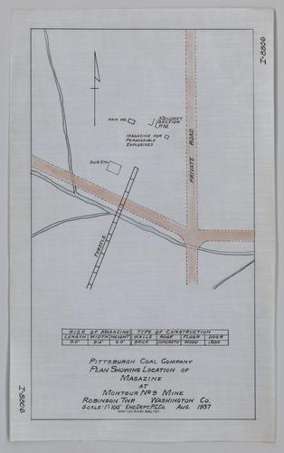 Plan showing location of magazine at Montour No. 9 Mine of the Pittsburgh Coal Co.