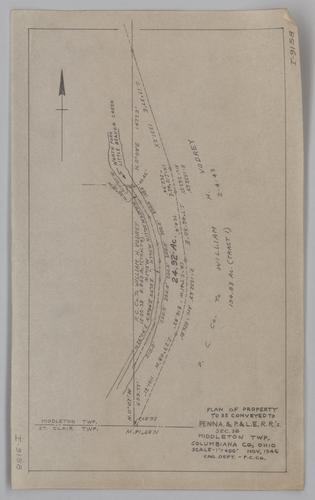 Plan of property to be conveyed to Pennsylvania and Pittsburgh & Lake Erie Railroads, sec. 36