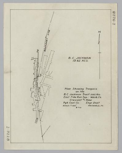 Plan showing trespass on the B. C. Jackman tract at Crescent No. 1 Mine