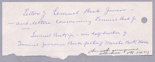 Lemuel Beck Jr. letters
