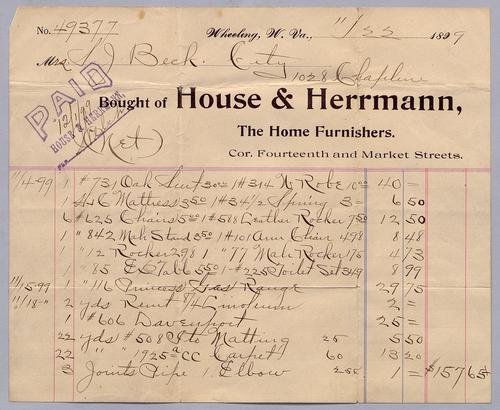 Samuel Beck's invoices
