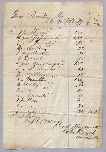 Mrs. Samuel Beck's correspondence