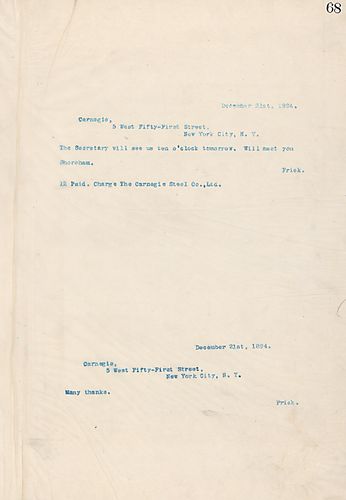 Frick writes that the Secretary will see them tomorrow at 10:00