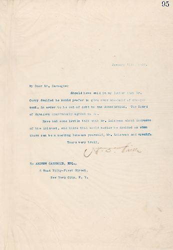 Frick writes that Mr. Curry wants to give over 1/2 of 1% to be out of debt to the Association and the Board approved it. Also, Frick talked with Mr. Leishman on increasing his interest