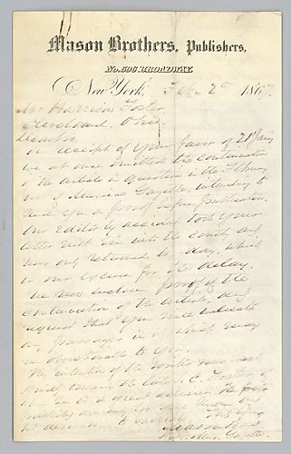 To Morrison Foster from Mason Brothers