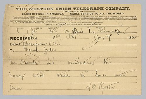 Telegram to Morrison Foster from H.C. Rutter