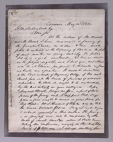 Photostat of letter from William Foster, Jr., to G. Hallenback, Esq.