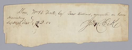 IOU to William B. Foster, Jr., from Eck for $2.00