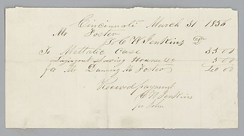 Receipt for Dunning Foster's funeral