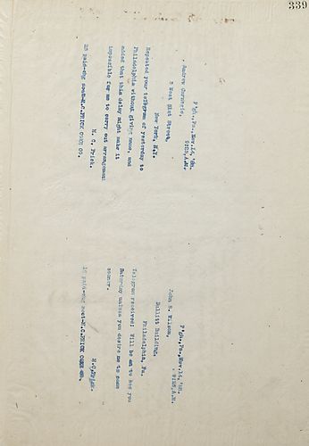 Frick informs Carnegie that he has forwarded a telegram anonymously for Carnegie