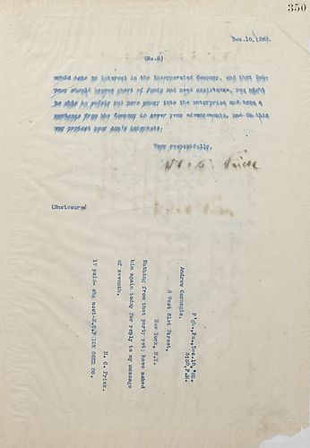 Frick wires Carnegie to tell him there is no update from the Philsdelphia group; he has asked again for a response