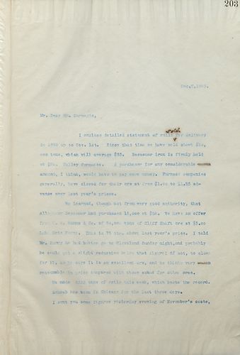 Frick writes Carnegie about an enclosed copy of most of the 1890 rail delivery statements. He also discusses production levels and tarvel plans