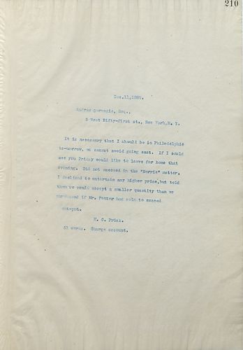 Frick wires Carnegie to inform him that the Norrie matter was a failure