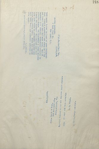 Frick wires Carnegie to extend sympathies that he is indisposed and tells him all is well at Bessemer