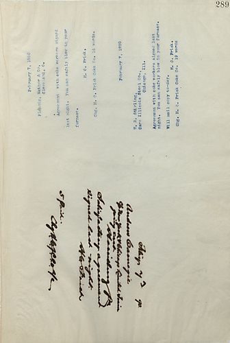 Frick wires Carnegie that a satisfactory agreement was made last night