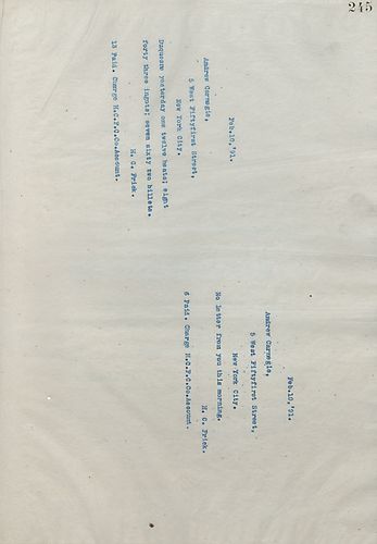 Frick wires Carnegie describing the steel output for Duquesne Works for February 9, 1891