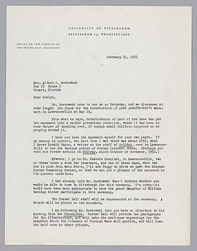 Letter from Fletcher Hodges, Jr., to Evelyn Morneweck