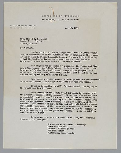 Letter from Fletcher Hodges, Jr., to Evelyn Morneweck
