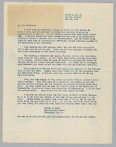 Letter from Evelyn Morneweck to Fletcher Hodges, Jr.