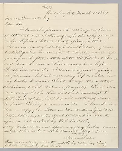 From Morrison Foster to Monroe Crannell