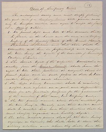 Basis of Temporary Union and Rules to be Observed by the Laborers and Dwellers on the Homeville Domain
