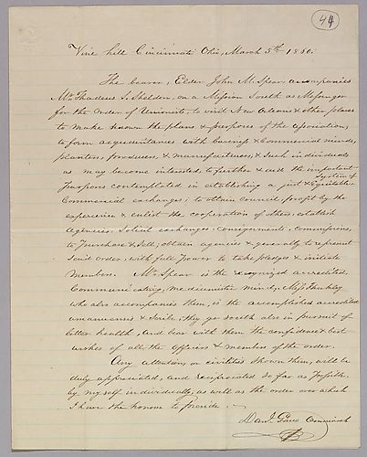 Letter of introduction for Spear and Hinckley by Daniel Gano