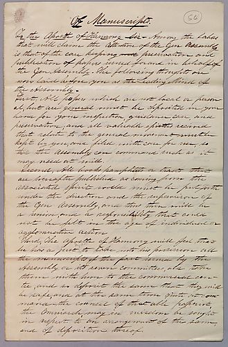 "Of Manuscripts," signed Benjamin Franklin [J. M. Spear]