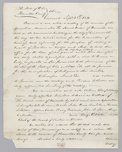 Meeting minutes of the Sacred Order of Unionists