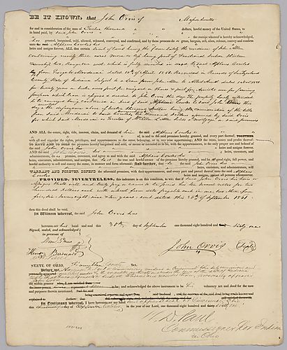 Indenture, Alpheus Cowles to John Orvis