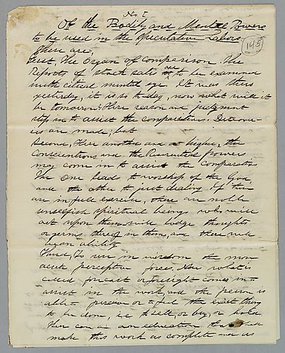 "Of the Bodily and Mental Powers to be Used in Speculative Labors," by J. M. Spear