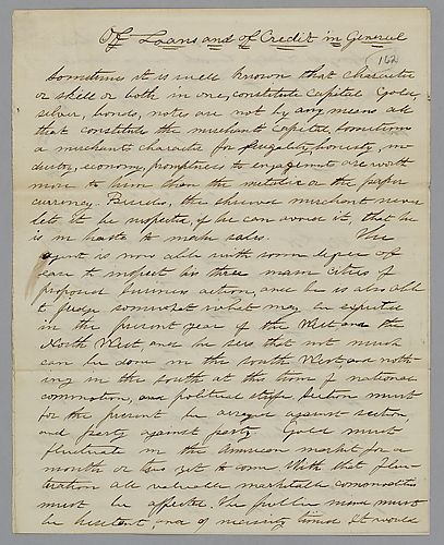 "Of Loans and of Credit in General," by J. M. Spear