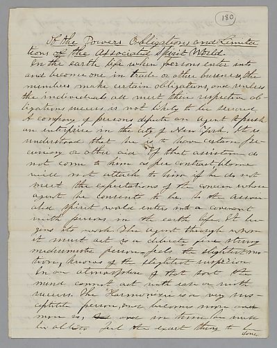 "Of the Powers, Obligations, and Limitations of the Associated Spirit World," by J. M. Spear
