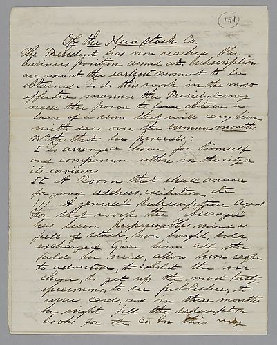 "Of the New Stock Company," by J. M. Spear