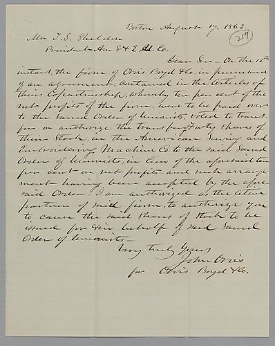 John Orvis to T. S. Sheldon