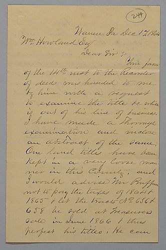 F. B. Guthrie to William Howland