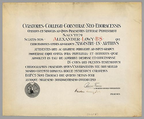 Masters from Columbia College [Latin]