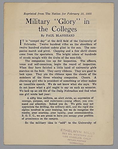 Military "Glory" in the Colleges, by Paul Blanshard