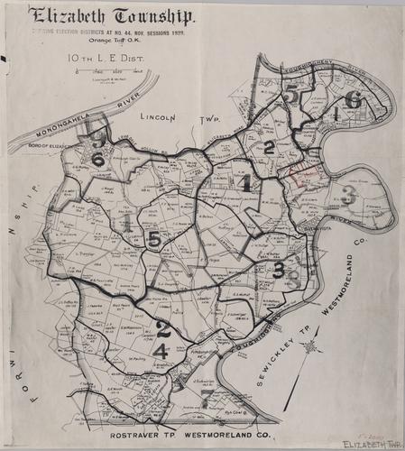 Elizabeth Township, showing the election districts at no. 44 Nov. Sessions, 1929, 10th L. E. District