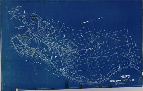 Harrison Township index map, drawn by J. Schutzman and traced by N. A. Barnhart
