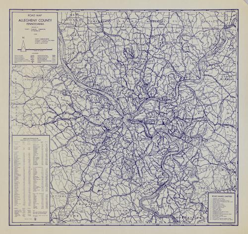 Reduced copy of Road map of Allegheny County, Pennsylvania, prepared by the County Planning Commission