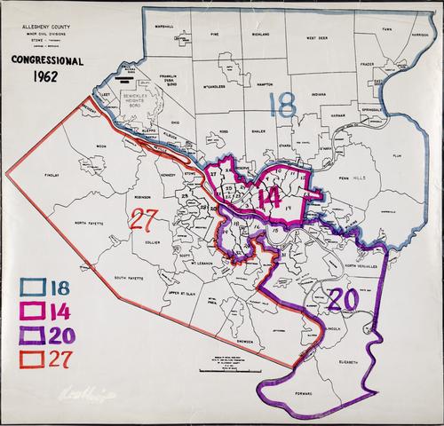 Allegheny County minor civil divisions, with Congressional Districts outlined