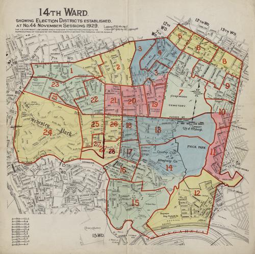 Ward 14, 1929 Election Districts, Colorized