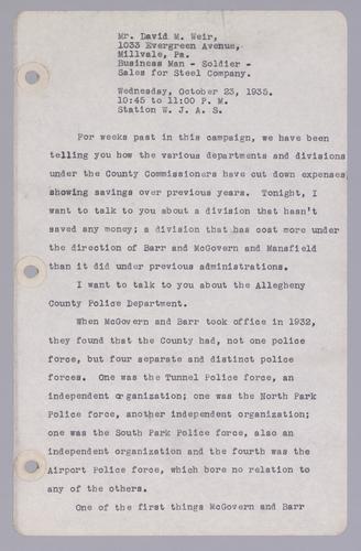 David M. Weir, Businessman, Soldier, Sales for Steel Company