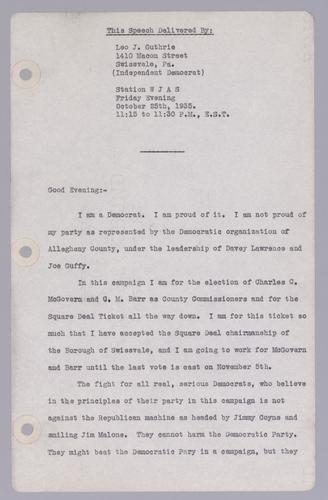 Leo J. Guthrie, Independent Democrat