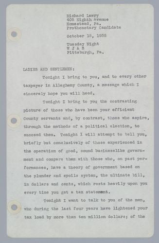 Richard Lawry, Prothonotary Candidate