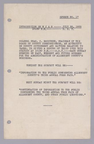 #17: Information to the Public Concerning Allegheny County's Third Annual Free Fair, Part 2