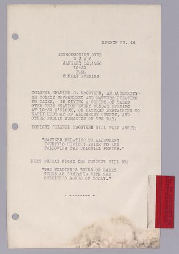 #46: Matters Relating to Allegheny County’s History