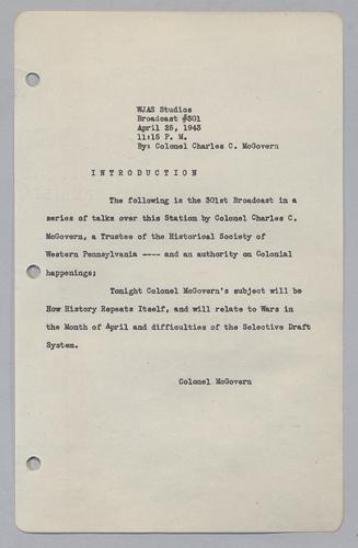 #301: Wars in the Month of April and Difficulties of the Selective Draft System